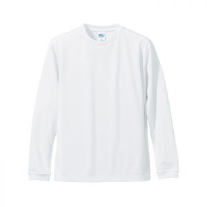4.7オンス ドライシルキータッチ ロングスリーブ Tシャツ（ローブリード） 001-ホワイト