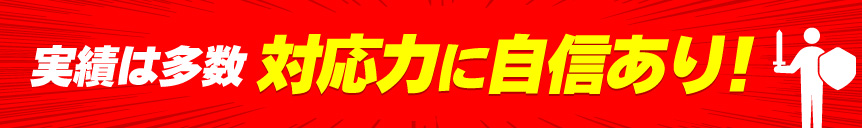 実績は多数 対応力に自信あり！