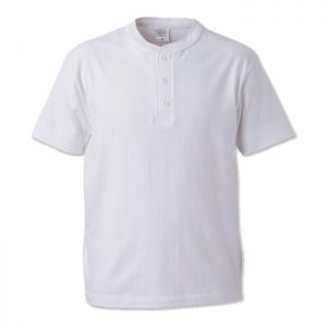 5.6オンス ヘンリーネック Tシャツ 001-ホワイト