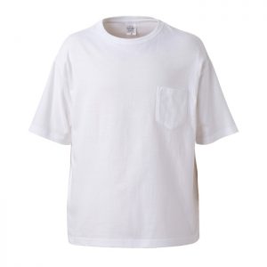 5.6オンス ビッグシルエット Tシャツ（ポケット付） 001-ホワイト