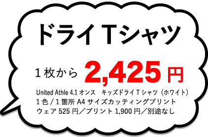 背番号入りドライTシャツ1枚から2425円