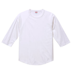 5.6オンス ラグラン 3/4スリーブ Tシャツ 001-ホワイト