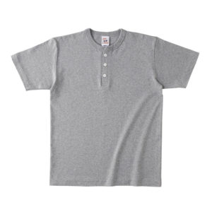 オープンエンドヘンリーネックＴシャツ 05-ヘザーグレー