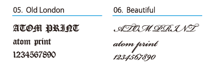 アトムプリントで使用できる欧文書体フォント Neuropol・Brush Script