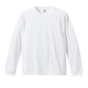 5.6オンス ロングスリーブ Tシャツ（1.6インチリブ） 001-ホワイト