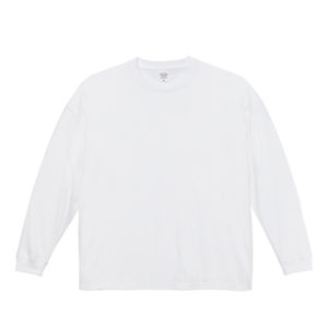 5.6オンス ビッグシルエット ロングスリーブ Tシャツ（1.8インチリブ） 001-ホワイト