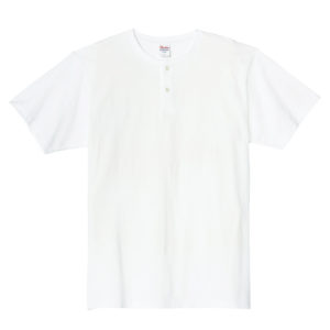 5.6オンス ヘビーウェイトヘンリーネックTシャツ 001-ホワイト