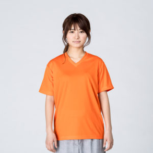 4.4オンス ドライVネックTシャツ 女性 Sサイズ 正面 着用イメージ