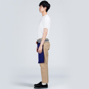 帆前掛け ショート 男性 Fサイズ 側面 着用イメージ