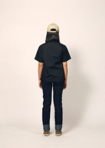 T/C オープンカラー ショートスリーブ シャツ 女性 背面 着用イメージ