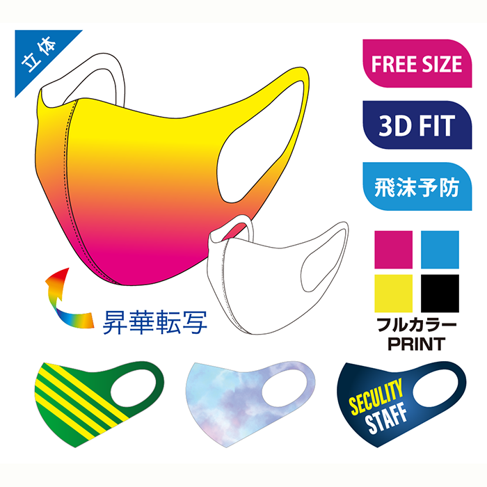 ポリエステル立体マスク（全面プリント可能）