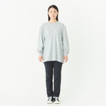 5.6オンス ヘビーウェイトLS-Tシャツ（+リブ） 女性 Lサイズ 正面（モデル身長：166cm） 着用イメージ