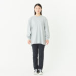 5.6オンス ヘビーウェイト長袖Tシャツ（＋リブ） 女性 Lサイズ 正面（モデル身長：166cm） 着用イメージ