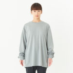 4.4オンス ドライロングスリーブTシャツ 女性 Lサイズ 正面拡大（モデル身長：154cm） 着用イメージ