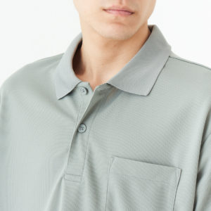 4.4オンス ドライポロシャツ（ポケット付） 男性 Lサイズ 正面拡大（モデル身長：171cm） 着用イメージ