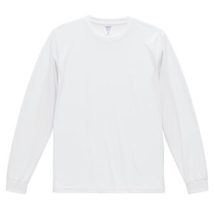 4.4オンス ドライスムース リサイクルポリエステル ロングスリーブ Tシャツ 001-ホワイト